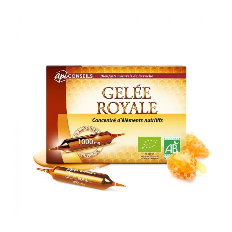 GELEE ROYALE CONCENTRÉ D’ÉLÉMENTS NUTRITIFS 10 AMPOULES 1000 MG BUVABLES