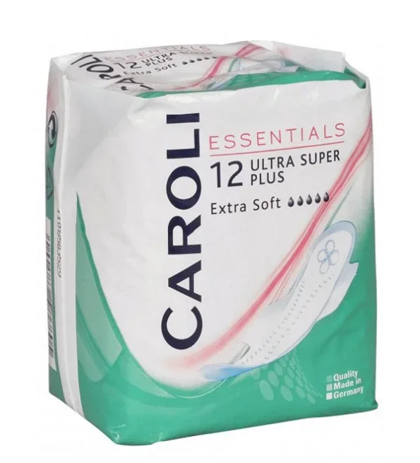 CAROLI SERVIETTES PÉRIODIQUES ULTRA SUPER PLUS CAPACITÉ D’ABSORPTION 5 GOUTTES PAQUET X12