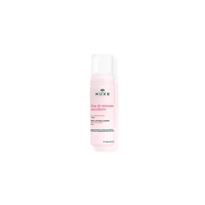 NUXE EAU DE MOUSSE MICELLAIRE AUX PETALES DE ROSE 150ML VISAGE, PEAUX SENSIBLES, NORMALES À MIXTES