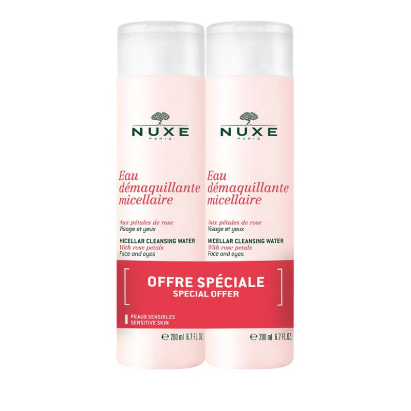 NUXE EAU DEMAQUILLANTE MICELLAIRE AUX PETALES DE ROSE 200ML VISAGE, YEUX ET LÈVRES – PEAUX SENSIBLES