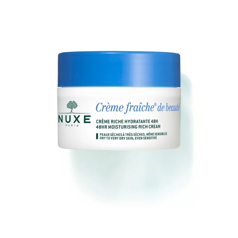 NUXE CREME FRAICHE DE BEAUTE ENRICHIE CREME RICHE HYDRATANTE ET APAISANTE 24H 50ML – PEAUX SÈCHES ET TRÈS SÈCHES