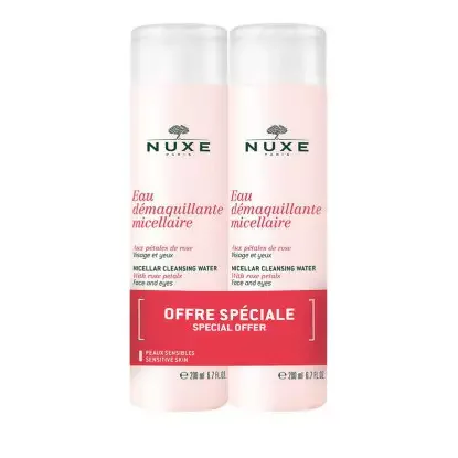NUXE DÉMAQUILLANTS AUX PÉTALES DE ROSE – EAU DÉMAQUILLANTE MICELLAIRE 2X200ML