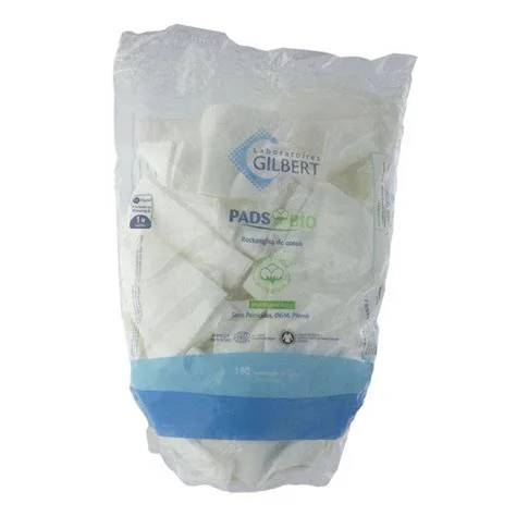 GILBERT PADS BIO 180 RECTANGLES DE COTON 8X10CM*