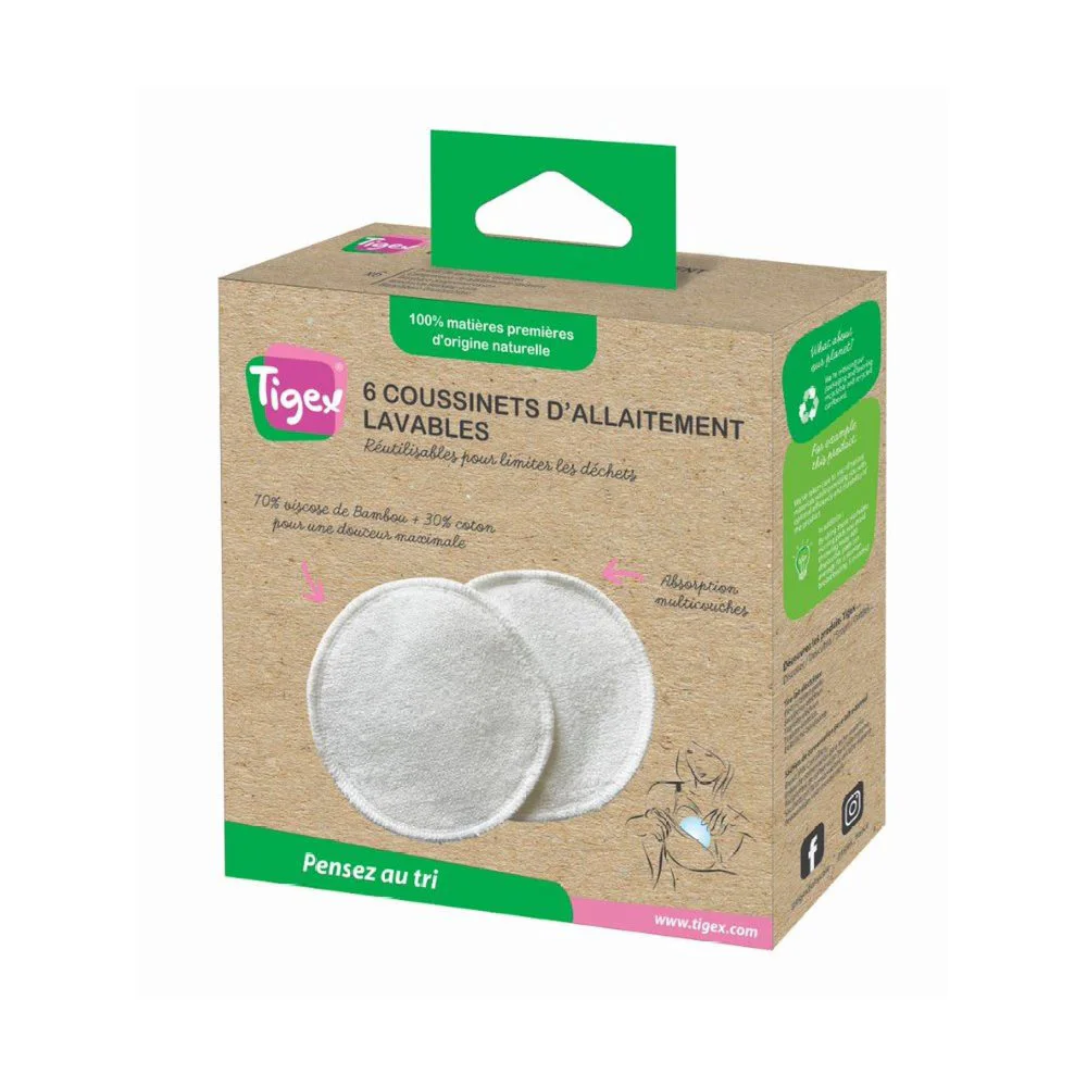 COUSSINETS D’ALLAITEMENT LAVABLES EN BAMBOU (X6)