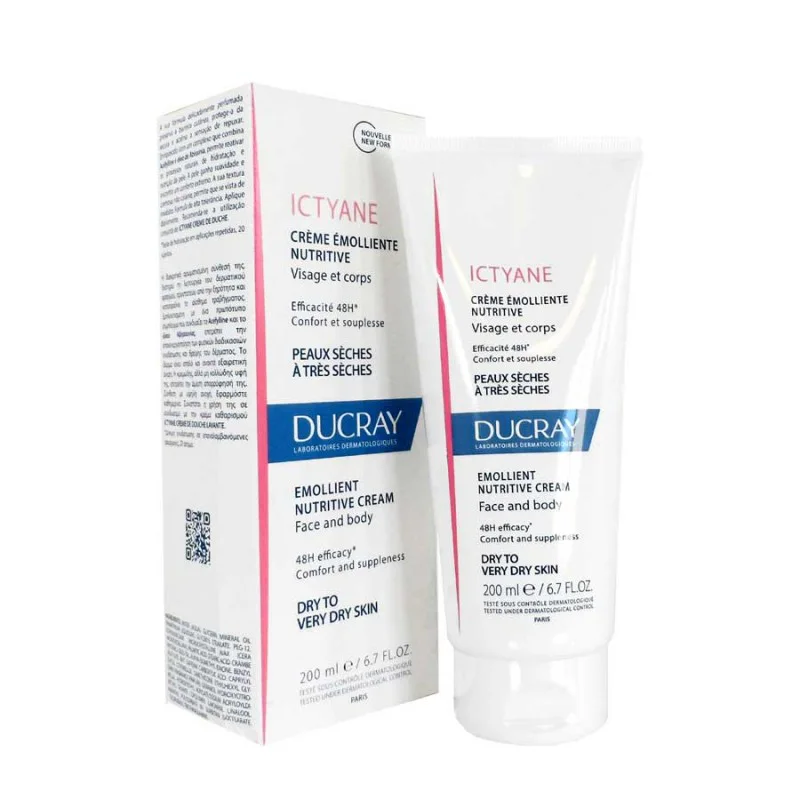 DUCRAY ICTYANE CRÈME ÉMOLLIENTE NUTRITIVE VISAGE ET CORPS 200 ML ACHETE + TROUSSE OFFERTE
